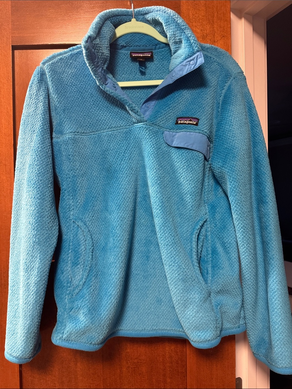 Patagonia Women’s Light Turquoise Fleece Snap Pullover